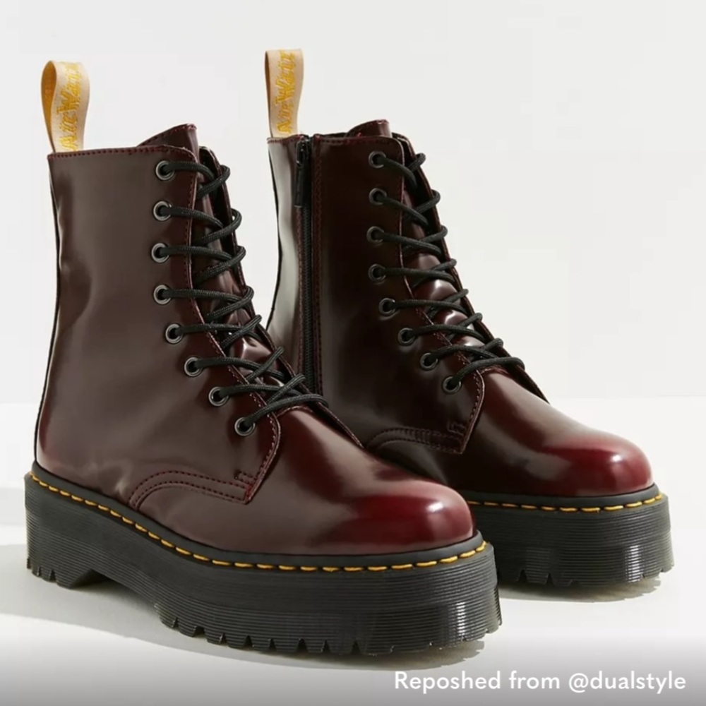 Dr. Martens Jadon II Vegan Oxblood Cherry Red Boots